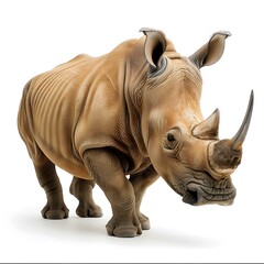 Obraz premium A rhinoceros is standing in front of a white background