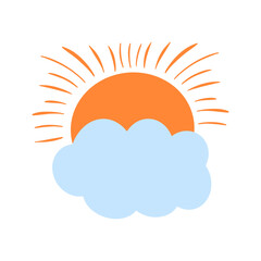 Sun with cloud on isolated white background