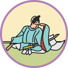 カラー円形シンプル百人一首　権中納言敦忠