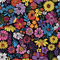 Seamless pattern with flowers and leaves. Floral pattern for wallpaper or fabric