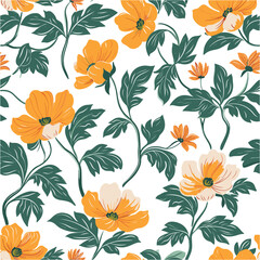 Seamless pattern with flowers and leaves. Floral pattern for wallpaper or fabric