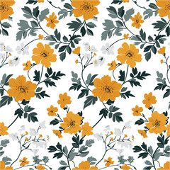 Seamless pattern with flowers and leaves. Floral pattern for wallpaper or fabric