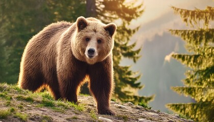 Fototapeta premium Braunbär im Wald und in der Wildnis