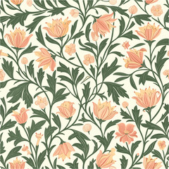 Seamless pattern with flowers and leaves. Floral pattern for wallpaper or fabric