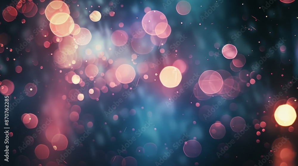Poster abstract blurred bokeh background with red and yellow lights - an abstract blurred background with n