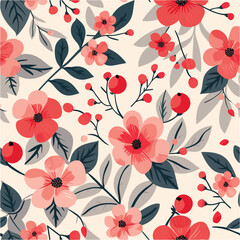 Seamless pattern with flowers and leaves. Floral pattern for wallpaper or fabric