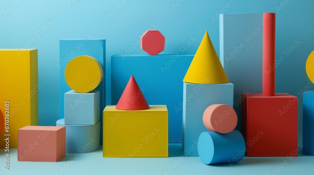 Poster abstract geometric composition in vibrant colors - a minimalist and colorful still life featuring va