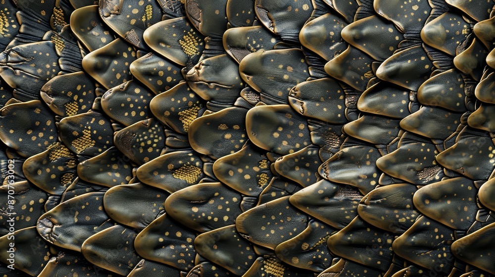 Poster abstract pattern of interlocking scales - a close-up shot of overlapping textured scales with a dark