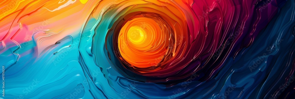 Poster abstract swirling colors: a colorful vortex - a digital abstract painting composed of swirling color