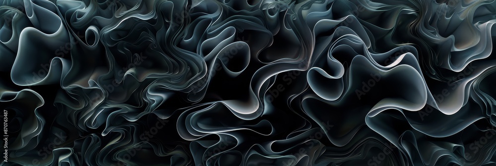 Poster abstract wavy pattern in dark blue and white - an abstract design featuring a flowing, wavy pattern 