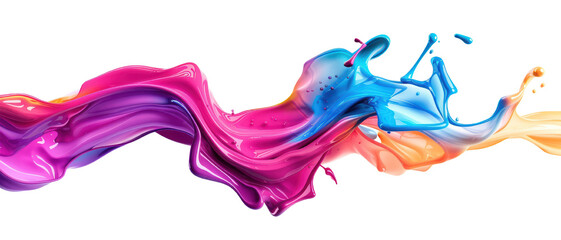 Fototapeta premium Vibrant Colorful Paint Splash in Motion Isolated on Transparent Background