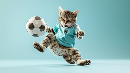 Cat playing soccer
