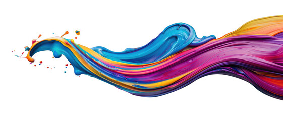 Fototapeta premium Vibrant Swirl of Colorful Paint Splash on Transparent Background Capturing Dynamic Motion and Artistic Expression