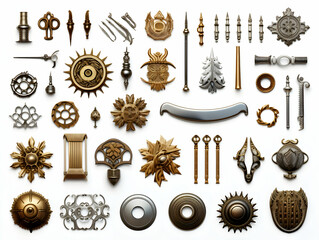 Batch of graphic design elements, graphic and design objects, web design objects, vintage elements, leaf, flowers, fruits, birds, stones