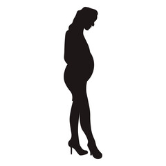Pregnant woman silhouette. Pregnant woman black icon on white background