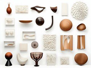 Batch of graphic design elements, graphic and design objects, web design objects, vintage elements, leaf, flowers, fruits, birds, stones