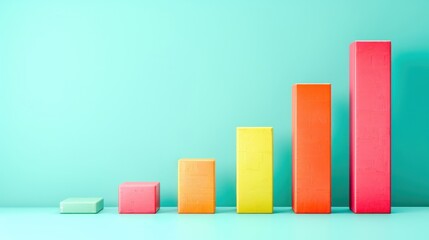 Vibrant 3D Style Bar Graph Depicting Cost versus Time