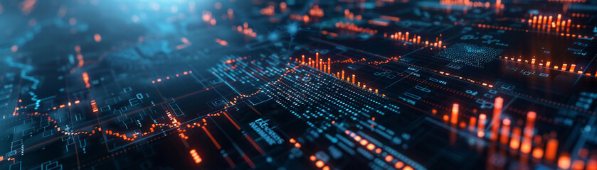 Digital representation of artificial intelligence technology with machine learning algorithms and neural networks.