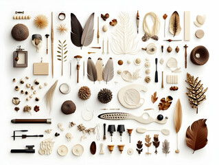 Batch of graphic design elements, graphic and design objects, web design objects, vintage elements, leaf, flowers, fruits, birds, stones