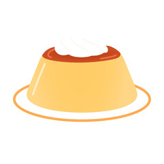 custard pudding with cream illustrations 
