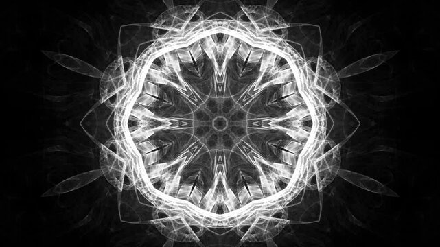 Black and White Kaleidoscope Mandala Geometric Seamless Loop Background Wallpaper