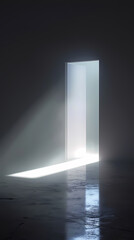 Glowing frame in the center of empty room