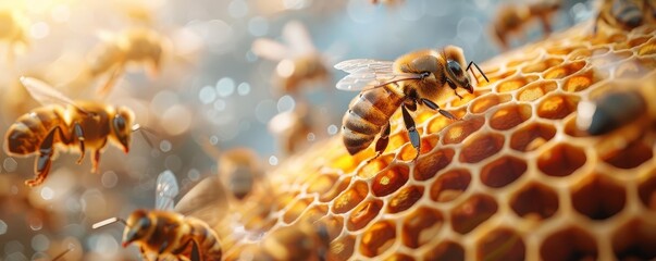 A honeycomb full of bees