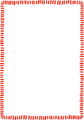 Decorative vector frame with hatching. A clipart element in hand-drawn style. Isolated decoration in red color. Suitable for wedding or birthday invitation, poster, menu, greeting card.