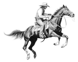 PNG Cowboy riding horse drawing mammal animal