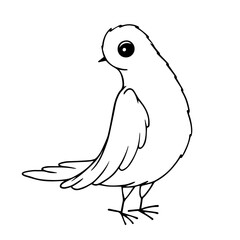 Line sketch, doodle of a funny little bird. Vector graphics.