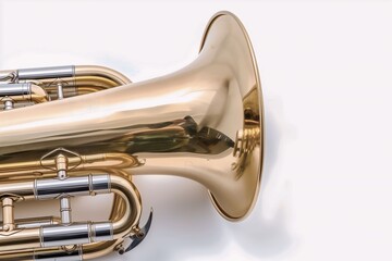 Euphonium with a Golden Bell on White Background