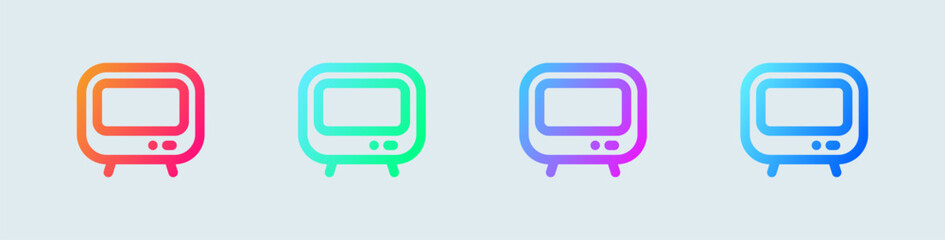 Television line icon in gradient colors. Retro tv signs vector illustration.