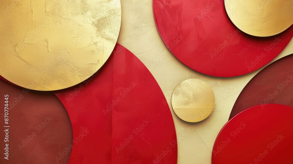Aufkleber abstract geometric composition in red and gold, creating a modern and artistic digital backdrop