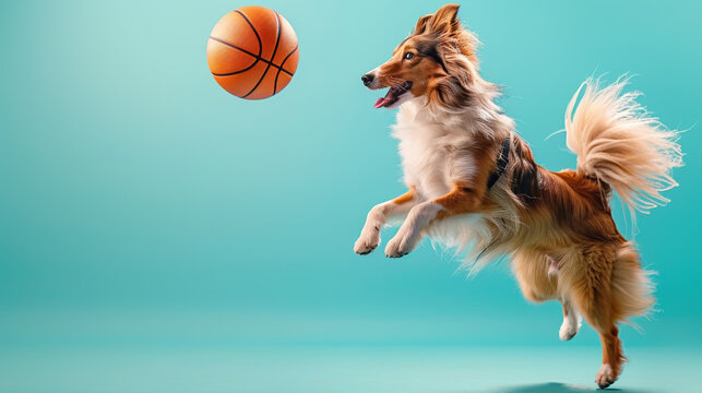 Dog Jumping for Basketball