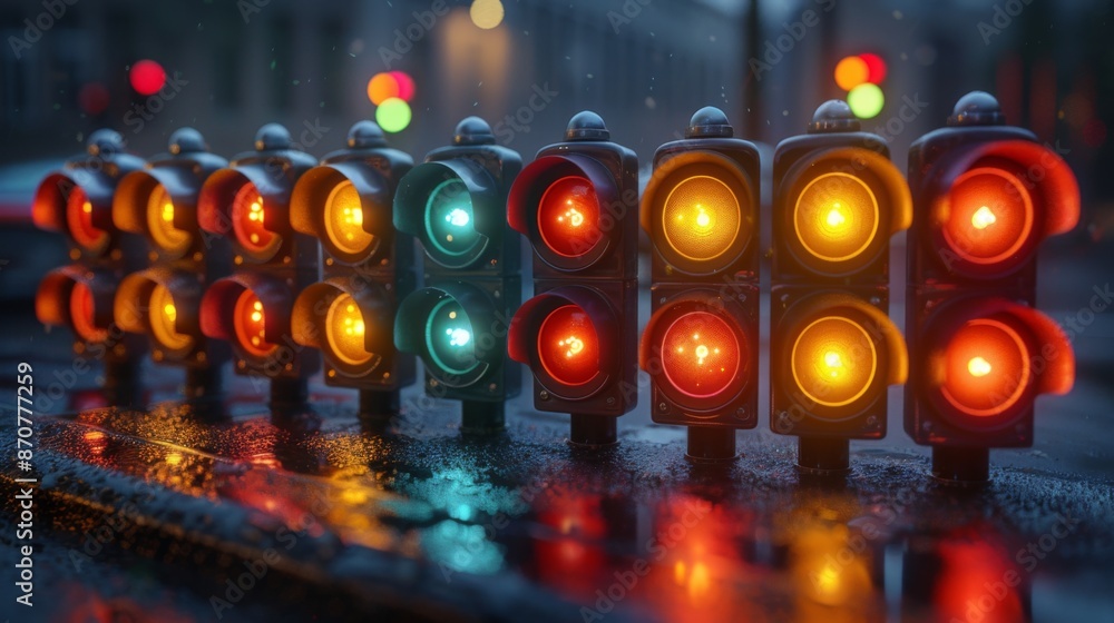 Sticker Show a variety of traffic signals, such as green lights