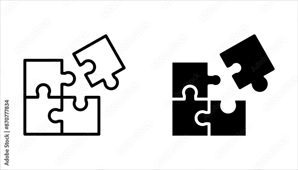 Wall mural puzzle icon set in trendy flat style design. vector graphic illustration. isolated on white backgrou