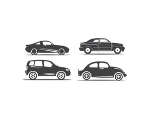 Car flat silhouette vector illustrations  