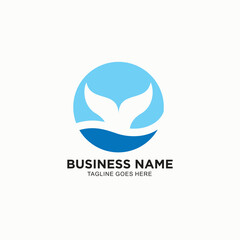 Abstract logo design in circle with whale tail concept