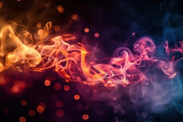 Fototapeta premium Light spots and smoky trails captured in an image on dark background