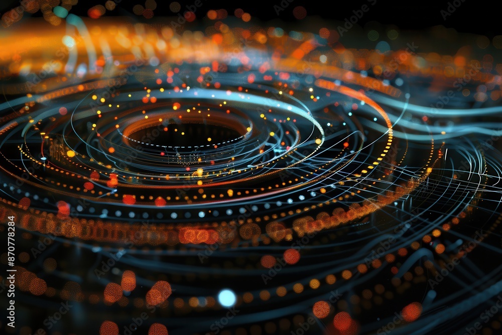Poster processing circles: a data visualization on dark background
