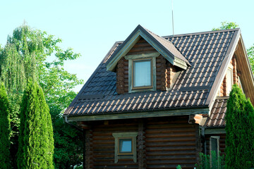 Log cabin with roof detail