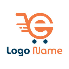 Modern e letter ecommerce logo design vector for business and company