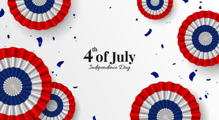 Fourth of July. Celebration banner. Cockade. Vector Illustration
