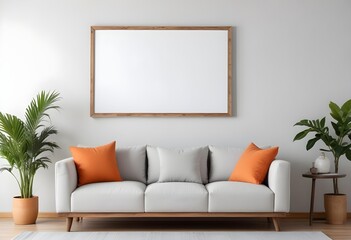 Frame mockup, ISO A paper size. Bedroom poster mockup. Modern interior design. Living room Interior mockup with house background. 3D render