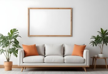 Frame mockup, ISO A paper size. Bedroom poster mockup. Modern interior design. Living room Interior mockup with house background. 3D render