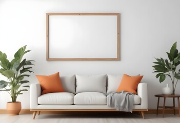 Frame mockup, ISO A paper size. Bedroom poster mockup. Modern interior design. Living room Interior mockup with house background. 3D render