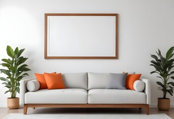 Frame mockup, ISO A paper size. Bedroom poster mockup. Modern interior design. Living room Interior mockup with house background. 3D render