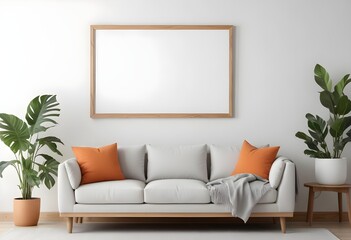 Frame mockup, ISO A paper size. Bedroom poster mockup. Modern interior design. Living room Interior mockup with house background. 3D render