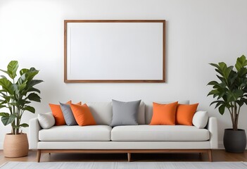 Frame mockup, ISO A paper size. Bedroom poster mockup. Modern interior design. Living room Interior mockup with house background. 3D render