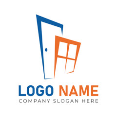Modern door and window logo design vector for business and company
